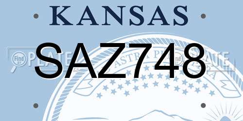 SAZ748 Kansas License Plate