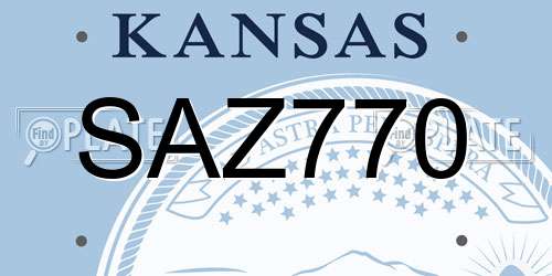 SAZ770 Kansas License Plate