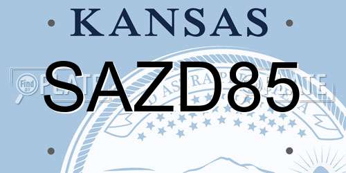 SAZD85 Kansas License Plate