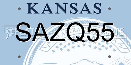SAZQ55 Kansas License Plate