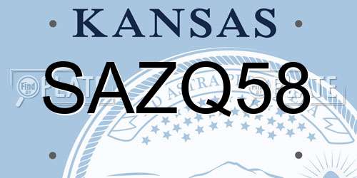 SAZQ58 Kansas License Plate