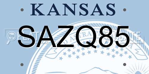 SAZQ85 Kansas License Plate