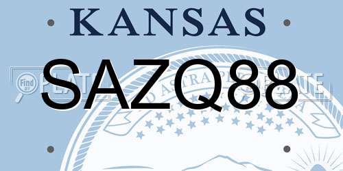 SAZQ88 Kansas License Plate