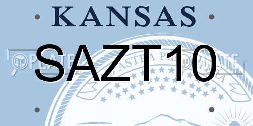 SAZT10 Kansas License Plate