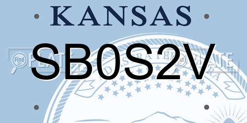 SB0S2V Kansas License Plate