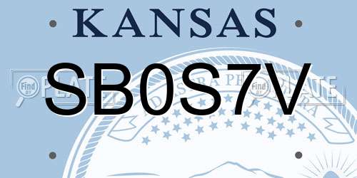 SB0S7V Kansas License Plate