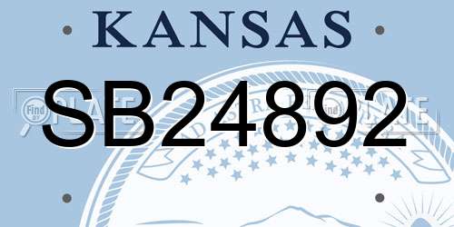SB24892 Kansas License Plate