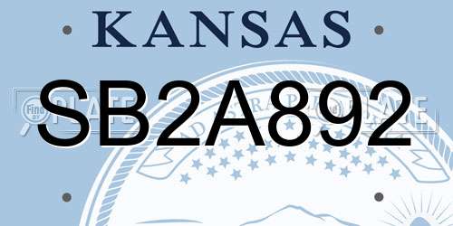 SB2A892 Kansas License Plate