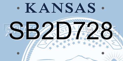 SB2D728 Kansas License Plate