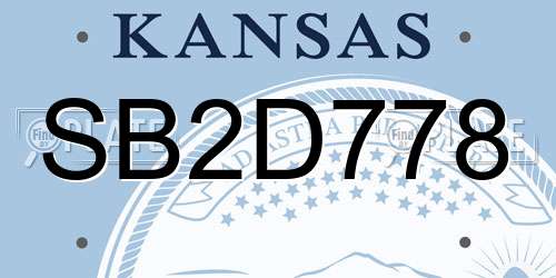 SB2D778 Kansas License Plate