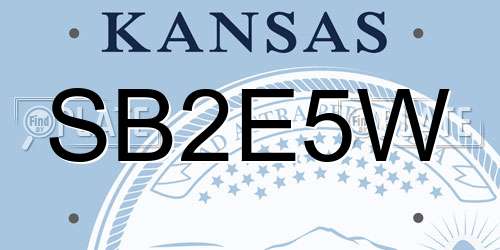 SB2E5W Kansas License Plate