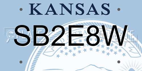 SB2E8W Kansas License Plate