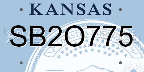 SB2O775 Kansas License Plate