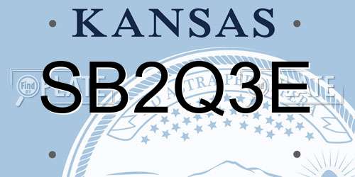 SB2Q3E Kansas License Plate