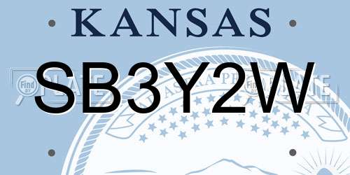 SB3Y2W Kansas License Plate