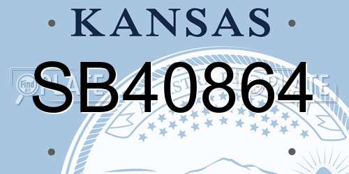 SB40864 Kansas License Plate