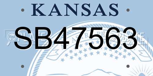 SB47563 Kansas License Plate