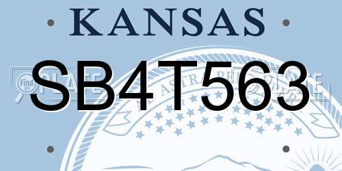 SB4T563 Kansas License Plate