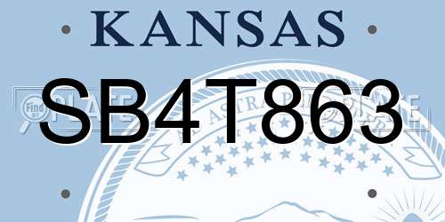 SB4T863 Kansas License Plate