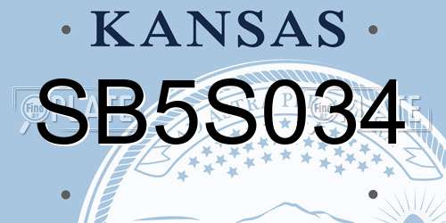 SB5S034 Kansas License Plate