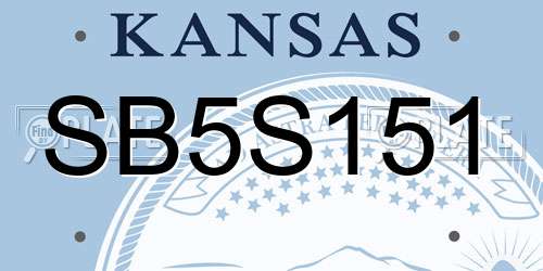 SB5S151 Kansas License Plate