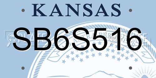 SB6S516 Kansas License Plate