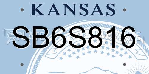 SB6S816 Kansas License Plate