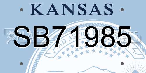 SB71985 Kansas License Plate