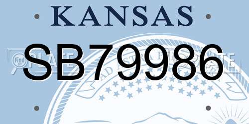 SB79986 Kansas License Plate