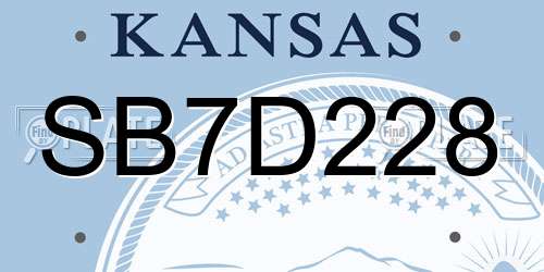 SB7D228 Kansas License Plate