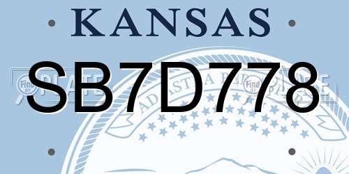 SB7D778 Kansas License Plate