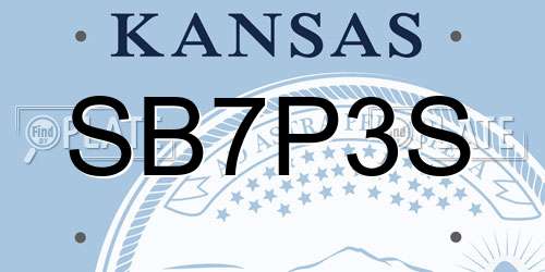 SB7P3S Kansas License Plate