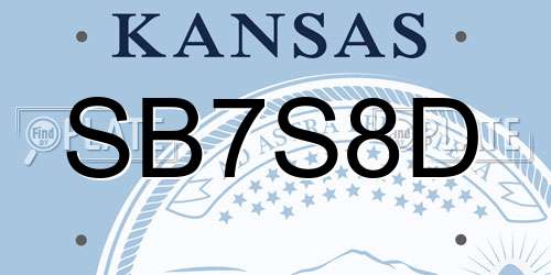 SB7S8D Kansas License Plate