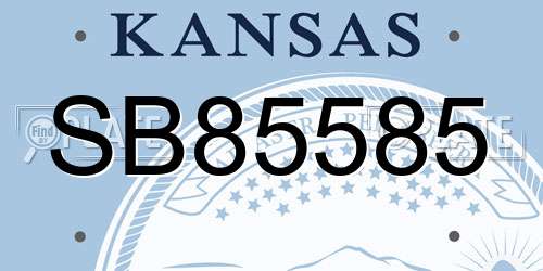SB85585 Kansas License Plate