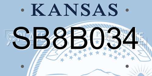 SB8B034 Kansas License Plate