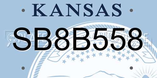 SB8B558 Kansas License Plate