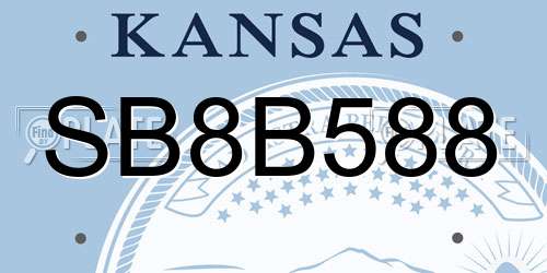 SB8B588 Kansas License Plate