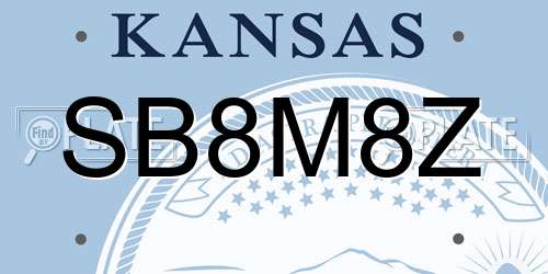 SB8M8Z Kansas License Plate
