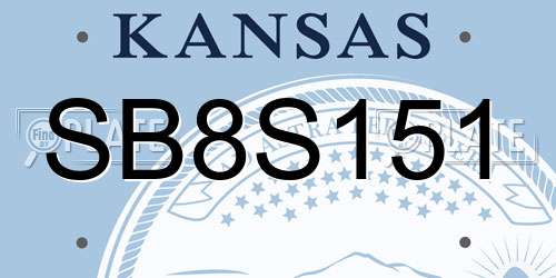SB8S151 Kansas License Plate