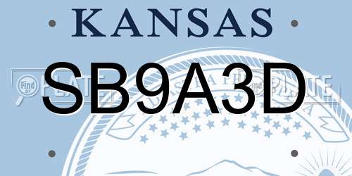 SB9A3D Kansas License Plate