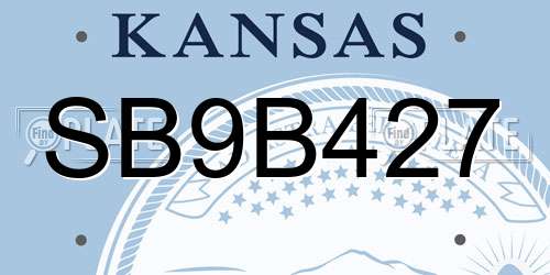 SB9B427 Kansas License Plate