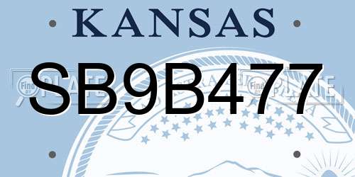 SB9B477 Kansas License Plate