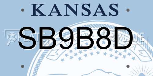 SB9B8D Kansas License Plate