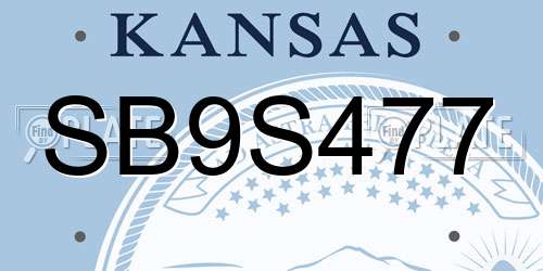SB9S477 Kansas License Plate