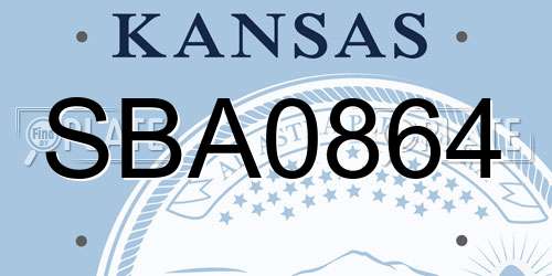 SBA0864 Kansas License Plate