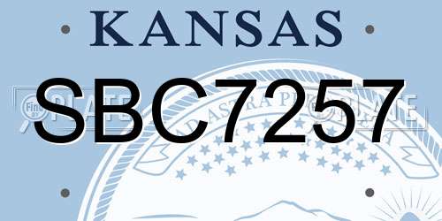 SBC7257 Kansas License Plate