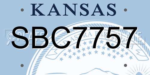 SBC7757 Kansas License Plate