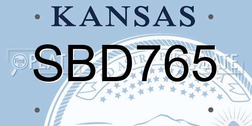 SBD765 Kansas License Plate