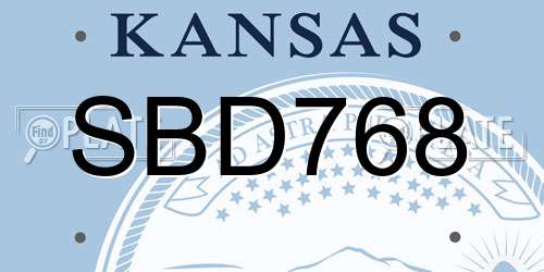 SBD768 Kansas License Plate