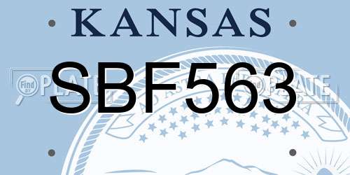 SBF563 Kansas License Plate